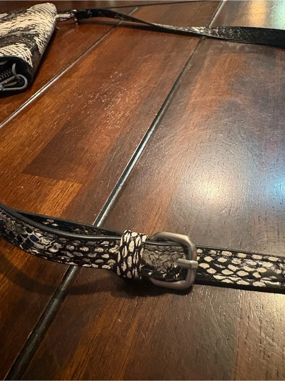 Black & Cream Snake-Print Crossbody Bag
